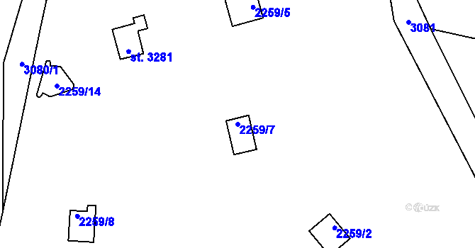 Parcela st. 2259/7 v KÚ Stříbro, Katastrální mapa