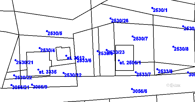 Parcela st. 2530/6 v KÚ Stříbro, Katastrální mapa