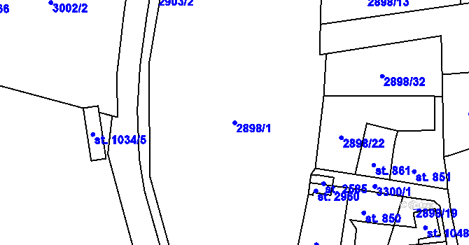 Parcela st. 2898/1 v KÚ Stříbro, Katastrální mapa