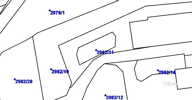 Parcela st. 2982/11 v KÚ Stříbro, Katastrální mapa