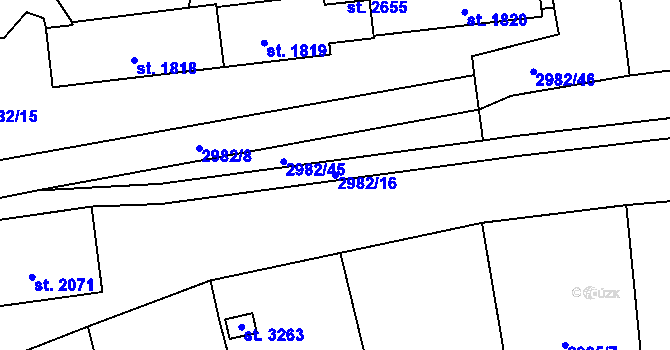 Parcela st. 2982/16 v KÚ Stříbro, Katastrální mapa