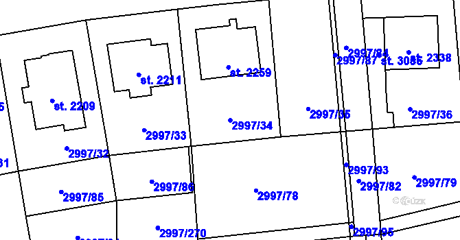 Parcela st. 2997/34 v KÚ Stříbro, Katastrální mapa