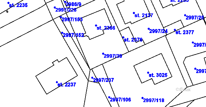 Parcela st. 2997/39 v KÚ Stříbro, Katastrální mapa