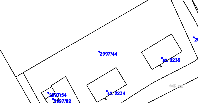 Parcela st. 2997/44 v KÚ Stříbro, Katastrální mapa