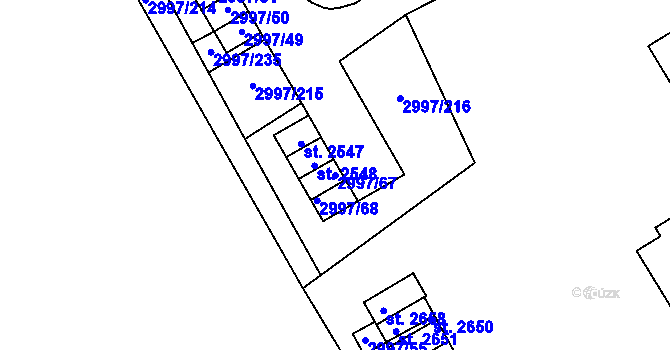 Parcela st. 2997/67 v KÚ Stříbro, Katastrální mapa