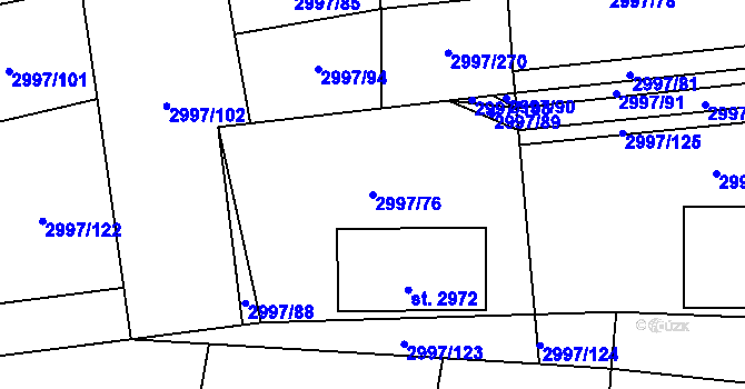 Parcela st. 2997/76 v KÚ Stříbro, Katastrální mapa