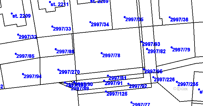 Parcela st. 2997/78 v KÚ Stříbro, Katastrální mapa