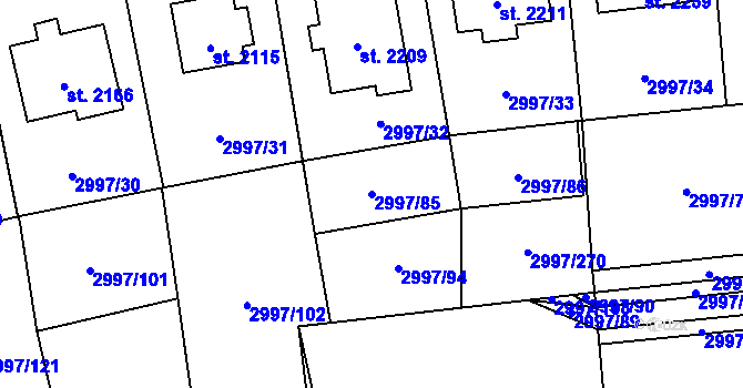 Parcela st. 2997/85 v KÚ Stříbro, Katastrální mapa