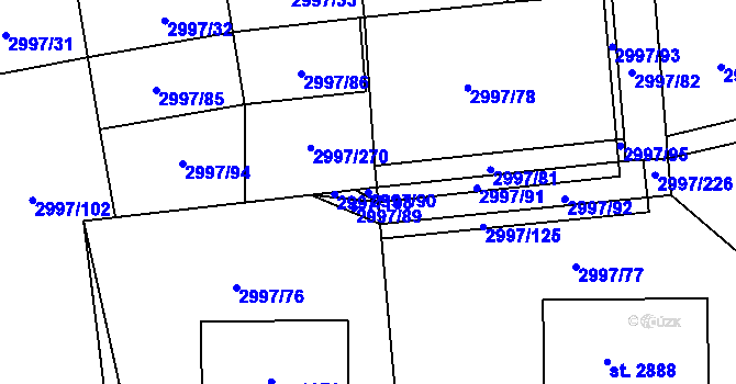 Parcela st. 2997/90 v KÚ Stříbro, Katastrální mapa