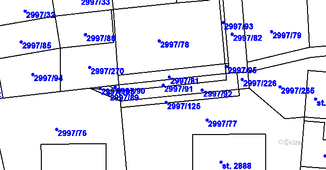 Parcela st. 2997/91 v KÚ Stříbro, Katastrální mapa