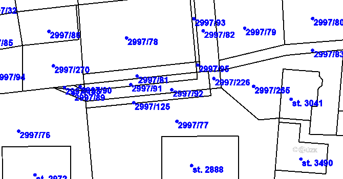 Parcela st. 2997/92 v KÚ Stříbro, Katastrální mapa