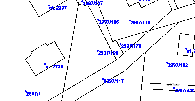 Parcela st. 2997/105 v KÚ Stříbro, Katastrální mapa