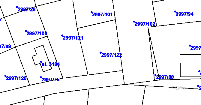 Parcela st. 2997/122 v KÚ Stříbro, Katastrální mapa
