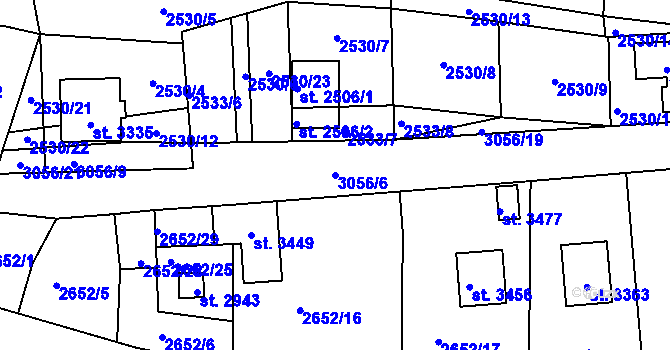 Parcela st. 3056/6 v KÚ Stříbro, Katastrální mapa