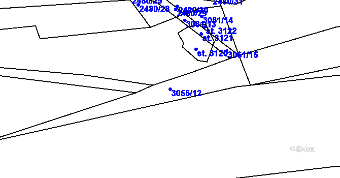 Parcela st. 3056/12 v KÚ Stříbro, Katastrální mapa