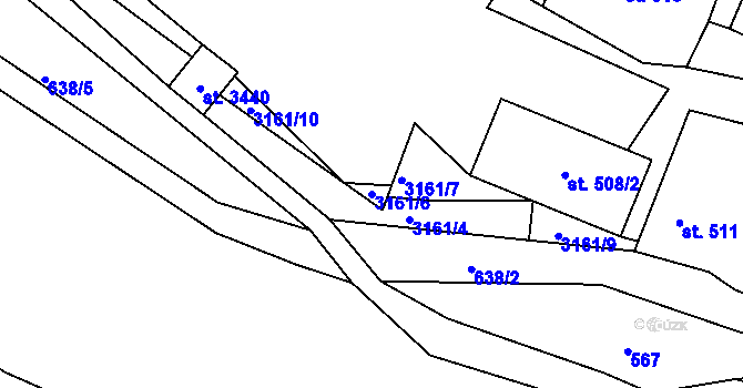 Parcela st. 3161/6 v KÚ Stříbro, Katastrální mapa
