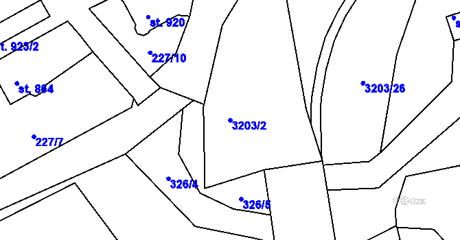 Parcela st. 3203/2 v KÚ Stříbro, Katastrální mapa