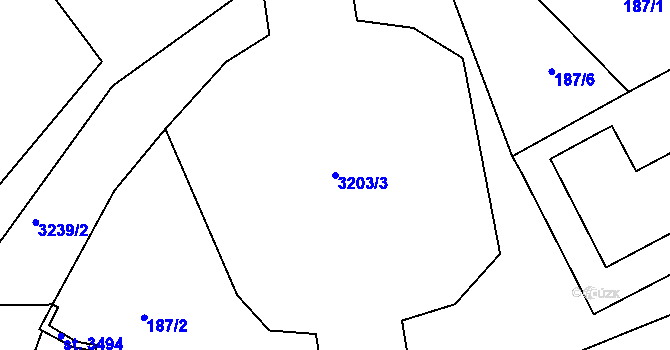 Parcela st. 3203/3 v KÚ Stříbro, Katastrální mapa