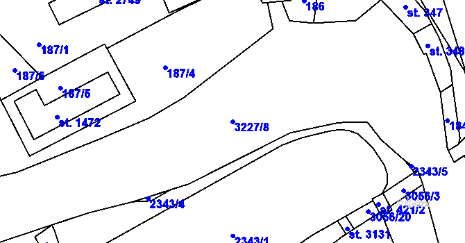 Parcela st. 3227/8 v KÚ Stříbro, Katastrální mapa