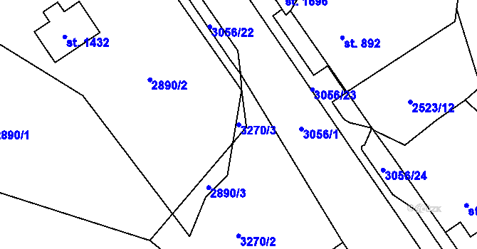 Parcela st. 3270/3 v KÚ Stříbro, Katastrální mapa