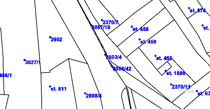 Parcela st. 2503/4 v KÚ Stříbro, Katastrální mapa