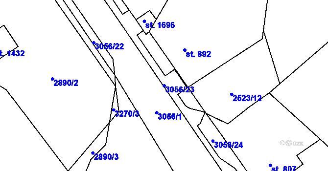 Parcela st. 3056/23 v KÚ Stříbro, Katastrální mapa
