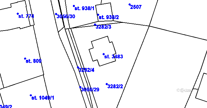 Parcela st. 3483 v KÚ Stříbro, Katastrální mapa