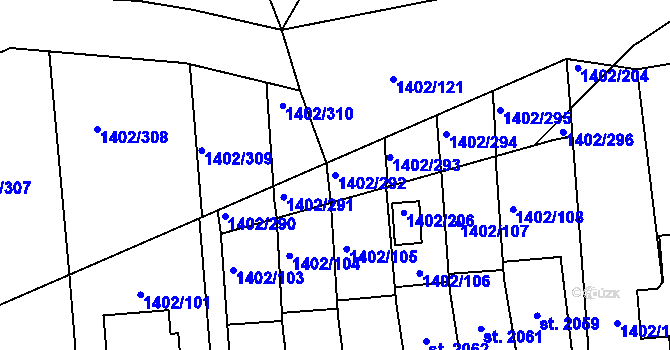 Parcela st. 1402/292 v KÚ Stříbro, Katastrální mapa