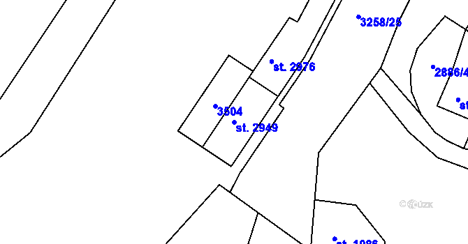 Parcela st. 2949 v KÚ Stříbro, Katastrální mapa