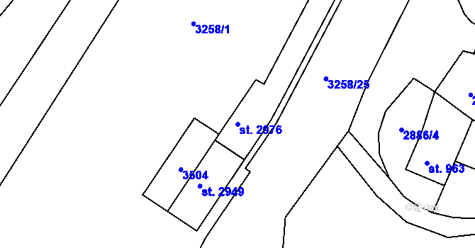 Parcela st. 2976 v KÚ Stříbro, Katastrální mapa