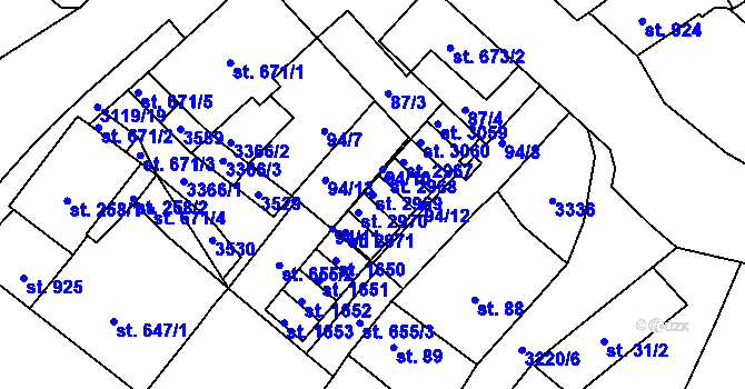 Parcela st. 2969 v KÚ Stříbro, Katastrální mapa