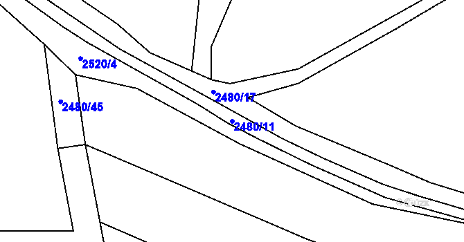 Parcela st. 2480/11 v KÚ Stříbro, Katastrální mapa