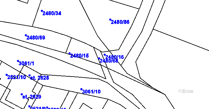 Parcela st. 2480/16 v KÚ Stříbro, Katastrální mapa