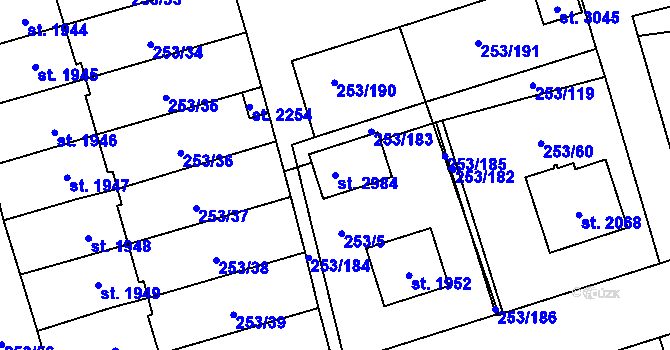 Parcela st. 2984 v KÚ Stříbro, Katastrální mapa