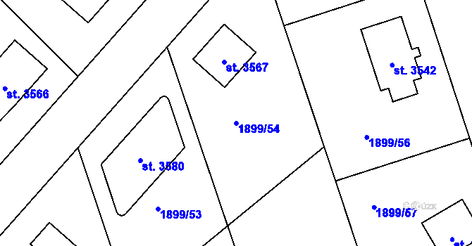 Parcela st. 1899/54 v KÚ Stříbro, Katastrální mapa