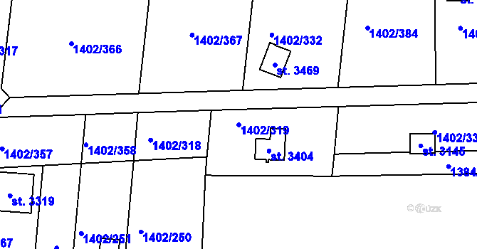 Parcela st. 1402/319 v KÚ Stříbro, Katastrální mapa