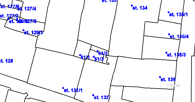 Parcela st. 61/2 v KÚ Stříbro, Katastrální mapa