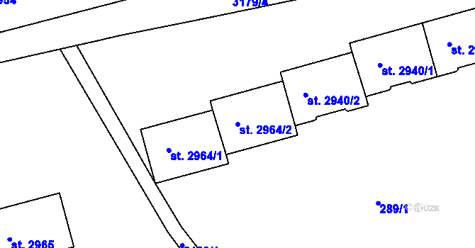 Parcela st. 2964/2 v KÚ Stříbro, Katastrální mapa