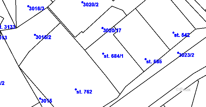 Parcela st. 684/1 v KÚ Stříbro, Katastrální mapa