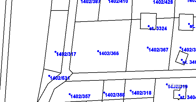 Parcela st. 1402/366 v KÚ Stříbro, Katastrální mapa