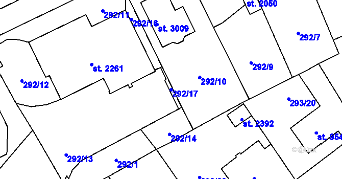 Parcela st. 292/17 v KÚ Stříbro, Katastrální mapa