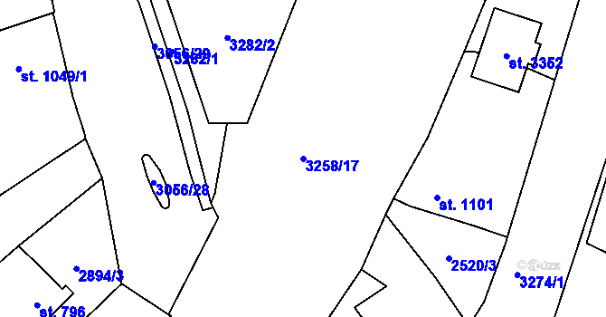 Parcela st. 3258/17 v KÚ Stříbro, Katastrální mapa