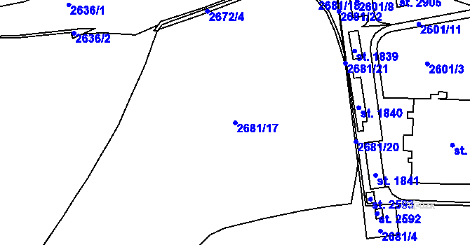 Parcela st. 2681/17 v KÚ Stříbro, Katastrální mapa