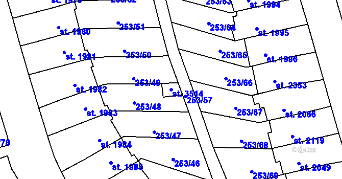 Parcela st. 3514 v KÚ Stříbro, Katastrální mapa