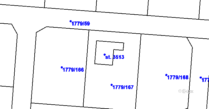 Parcela st. 3513 v KÚ Stříbro, Katastrální mapa
