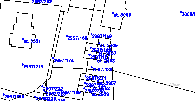 Parcela st. 3028 v KÚ Stříbro, Katastrální mapa