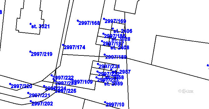 Parcela st. 2997/188 v KÚ Stříbro, Katastrální mapa