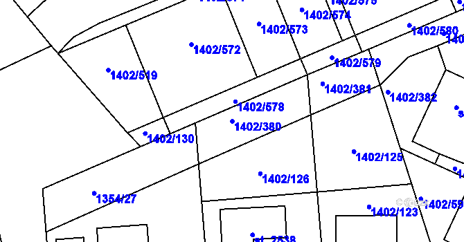 Parcela st. 1402/380 v KÚ Stříbro, Katastrální mapa