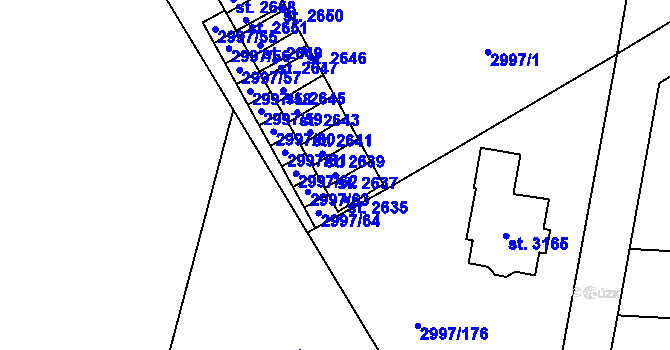 Parcela st. 2637 v KÚ Stříbro, Katastrální mapa