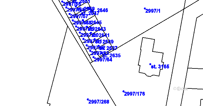 Parcela st. 2635 v KÚ Stříbro, Katastrální mapa
